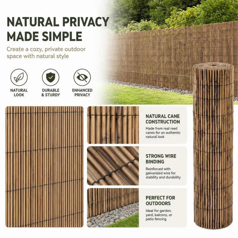 Brise-Vue Roseau Naturel en Rouleau 600 x 80 cm
