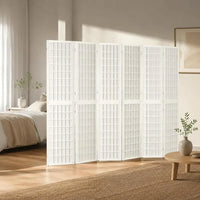 Paravent Japonais Pliant 6 Panneaux Bois de Sapin Blanc 240 x 170 cm