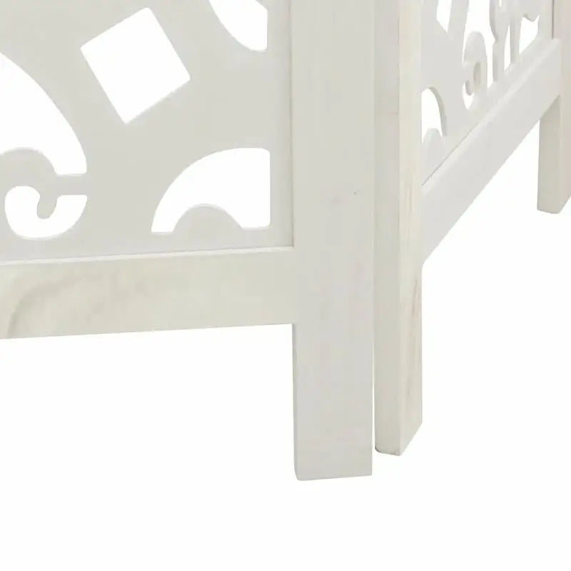 Paravent 5 Panneaux Bois Ajouré Arabesques Blanc Hauteur 160 cm