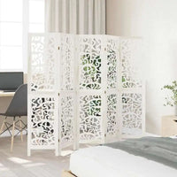 Paravent 5 Panneaux Bois Ajouré Arabesques Blanc Hauteur 160 cm