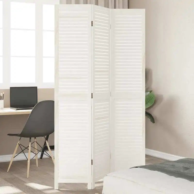 Paravent Persienne Bois de Paulownia Massif Blanc 3, 4 ou 5 Panneaux