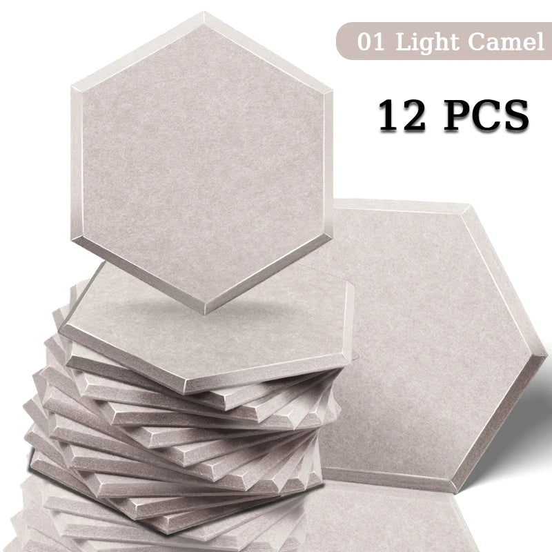 Panneau Acoustique Mural Hexagonal Polyester Lot de 12, 0,8 à 1,2 cm