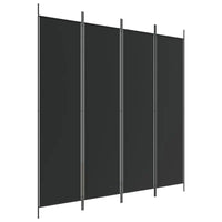 Paravent 4 Panneaux Tissu Noir 200 x 200 cm