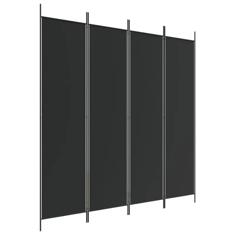 Paravent 4 Panneaux Tissu Noir 200 x 200 cm