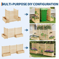 Paravent extérieur bois à lattes avec 2 jardinières, dimensions 100 cm