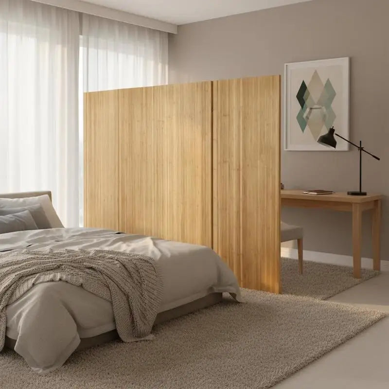 Paravent 3 Panneaux Bambou Naturel 250 x 165 cm