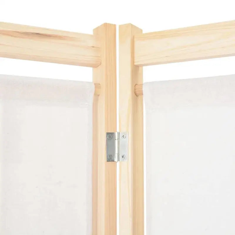Paravent 6 Panneaux Tissu Crème Cadre Sapin Massif 240 x 170 cm