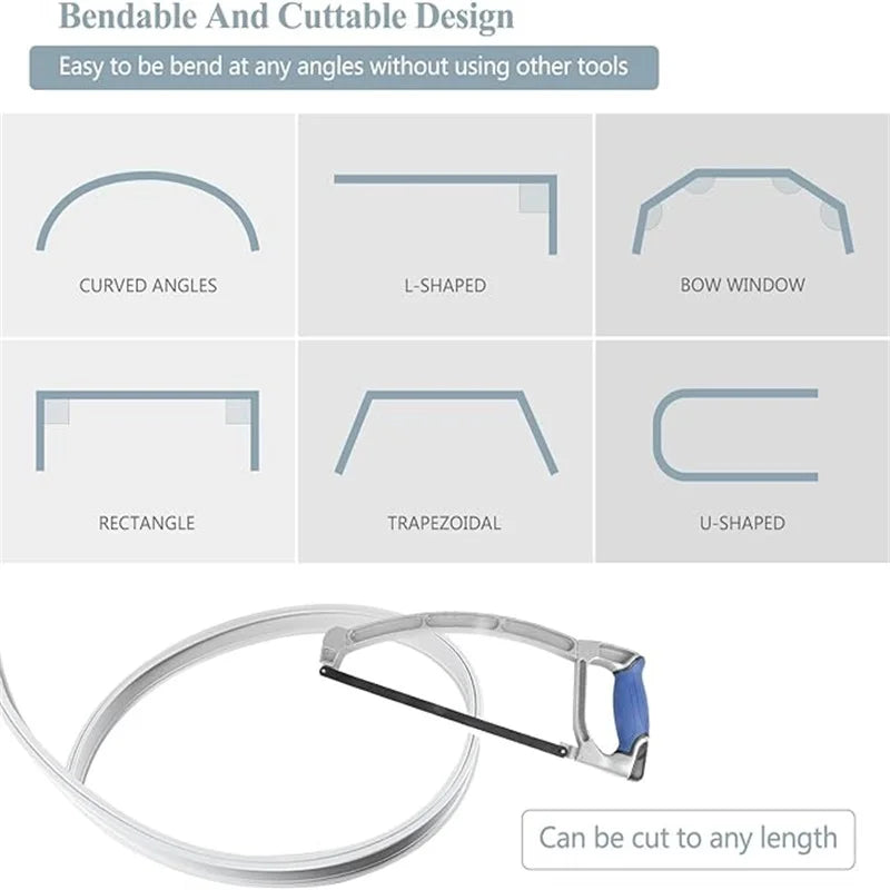 Rail flexible rideau séparateur plafond ou mur, pour un espace ouvert