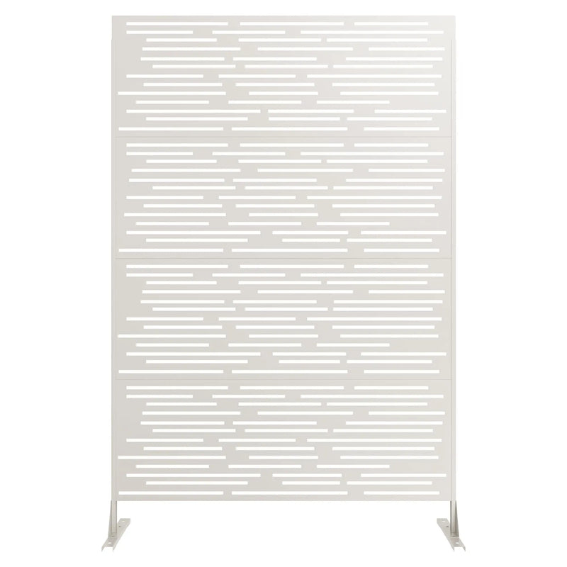 Paravent extérieur métal marron lames ou blanc découpes, blanc, découpes linéaires