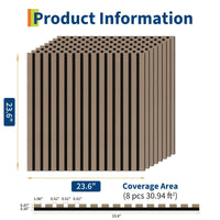 Panneau Acoustique Mural à Lattes Bois 60 x 60 cm, Lot de 6, 8 ou 10