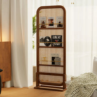 Paravent Cannage Rotin Porte-Revues Panneau sur Pied 70 x 180 cm
