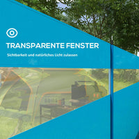 Paravent de plage 4 panneaux bleu avec fenêtre, pour le camping