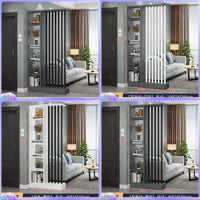 Étagère séparatrice de pièce à lames verticales blanc noir gris