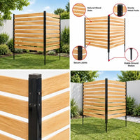 Brise-vue bois aluminium cache-climatiseur 2 panneaux, pour une clôture de jardin