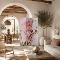 Paravent 3 Panneaux Imprimé Orchidée et Marguerite 120 x 170 cm