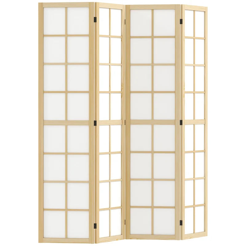 Paravent Japonais 4 Panneaux Shoji Pin Naturel 160 x 170 cm