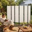 Paravent 6 Panneaux Tissu Blanc Cadre Fer Noir 240 x 180 cm