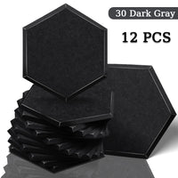 Panneau Acoustique Décoratif Hexagonal 12 Pièces Polyester 0,8 à 1,2 cm