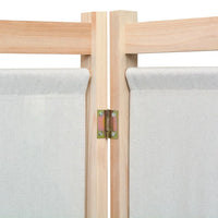 Paravent 3 Panneaux Bois et Tissu Crème 120 x 170 cm