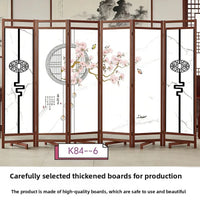 Paravent chinois 6 panneaux bois imprimé motifs asiatiques