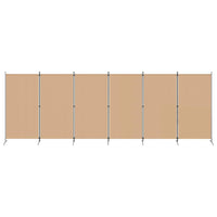 Paravent 6 Panneaux Tissu Beige Cadre Métal 520 x 180 cm