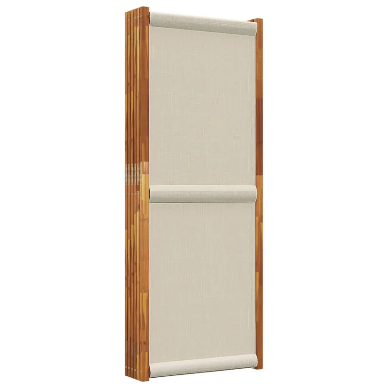 Paravent 6 panneaux acacia toile écru, pour une chambre