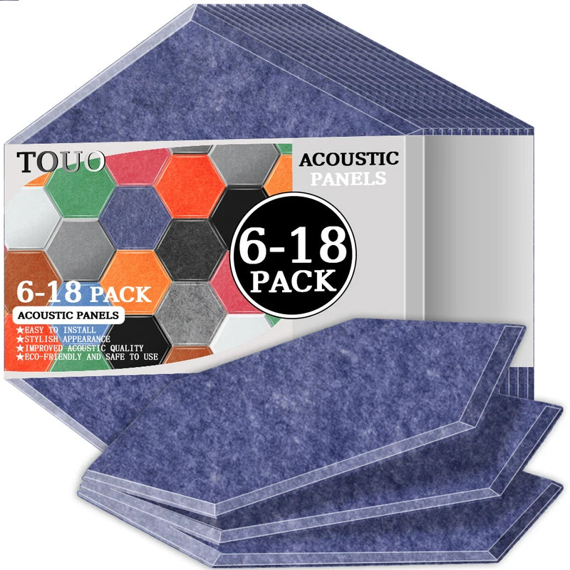 Panneau Acoustique Mural Hexagonal Polyester 6 à 18 Pièces 0,8 cm