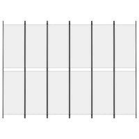Paravent 6 Panneaux Autoportant Tissu Blanc 300 x 220 cm