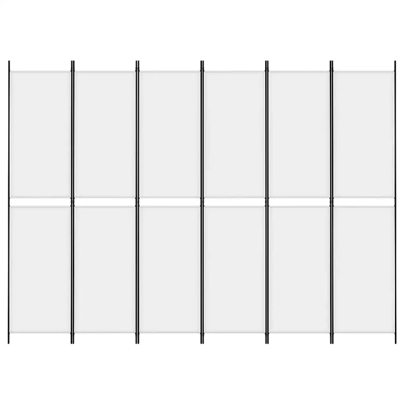 Paravent 6 Panneaux Autoportant Tissu Blanc 300 x 220 cm