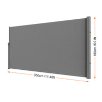 Paravent rétractable latéral extérieur polyester gris beige, dimensions gris, hauteur 180 x longueur 350 cm