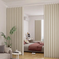 Rideau Séparateur Plissé Tissu Noir Gris Blanc Cassé 100 à 300 cm