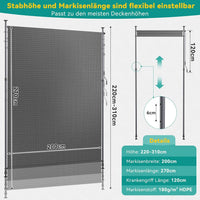 Paravent Rétractable Vertical HDPE Sans Perçage Gris ou Café 120 à 200 cm