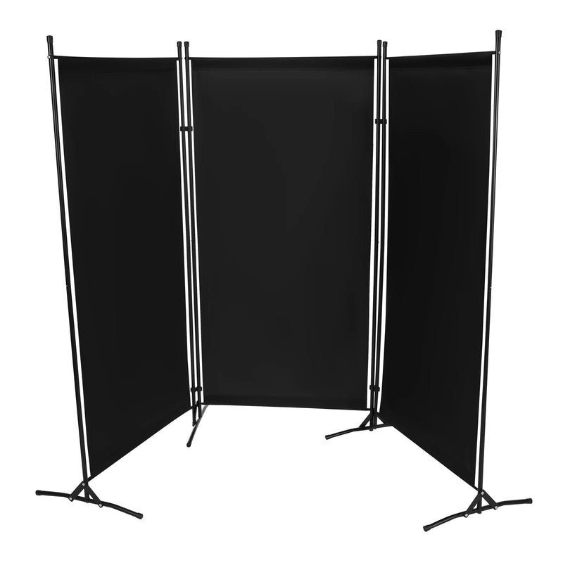 Paravent 3 panneaux tissu Oxford noir, pour un coin bureau