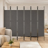 Paravent 6 panneaux tissu anthracite cadre métal
