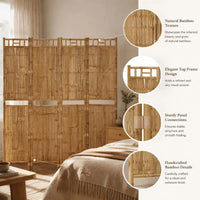 Paravent 5 Panneaux Bambou Ajouré Naturel 200 x 180 cm