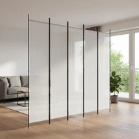 Paravent 4 Panneaux Tissu Blanc Cadre Métal Noir 200 x 220 cm