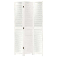 Paravent Persienne Bois de Paulownia Massif Blanc 3, 4 ou 5 Panneaux