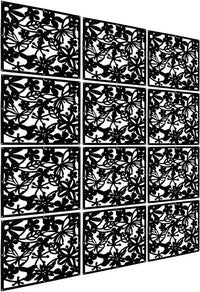 Cloison amovible 12 panneaux PVC suspendus blanc noir, coloris noir, 12 panneaux ajourés