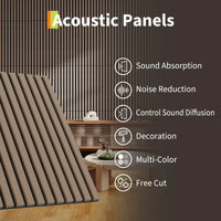 Panneau Acoustique Mural à Lattes Bois 60 x 60 cm, Lot de 6, 8 ou 10