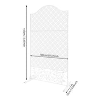 Paravent blanc acier treillis arqué frise florale autoportant, pour aménager un coin dressing