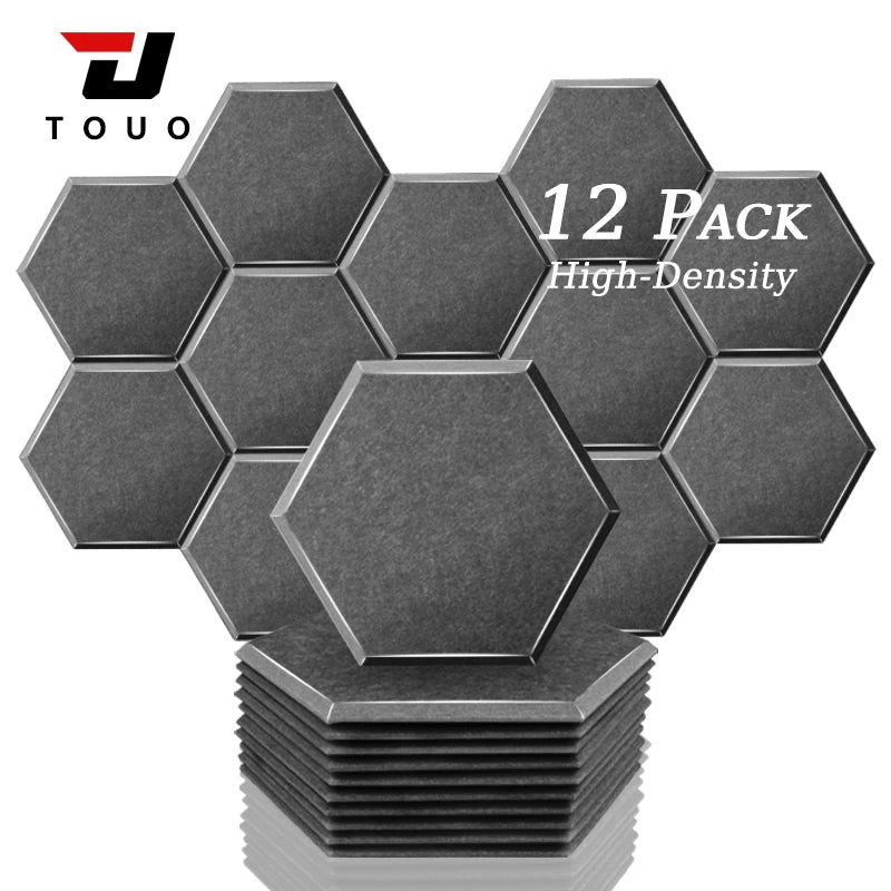 Panneau Acoustique Mural Hexagonal Polyester Lot de 12, 0,8 à 1,2 cm