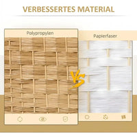 Paravent 6 Panneaux Tressé Polypropylène Cadre Bois Naturel 270 x 180 cm