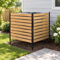 Brise-vue bois aluminium cache-climatiseur 2 panneaux