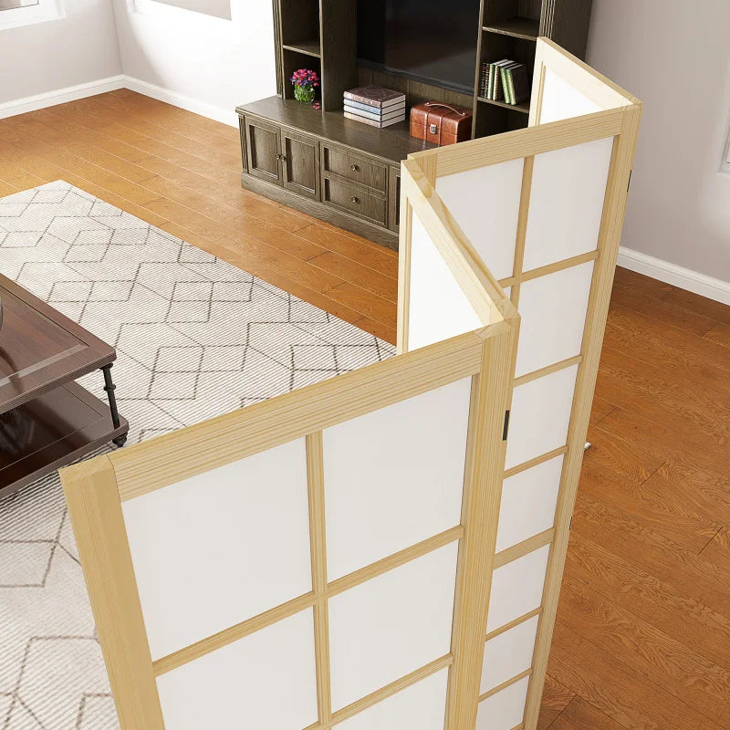 Paravent Japonais 4 Panneaux Shoji Pin Naturel 160 x 170 cm