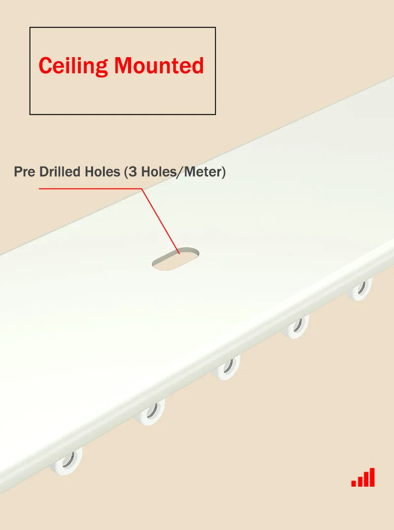 Rail plafond double voie ultra fin aluminium blanc ou champagne, pour un dressing