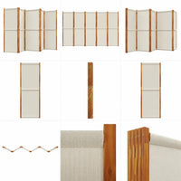 Paravent 6 panneaux acacia toile écru, pour préserver son intimité