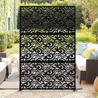 Paravent Extérieur Métal Ajouré Noir Blanc Bois 120 x 183 cm
