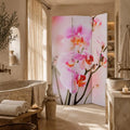 Paravent 3 Panneaux Imprimé Orchidée et Marguerite 120 x 170 cm