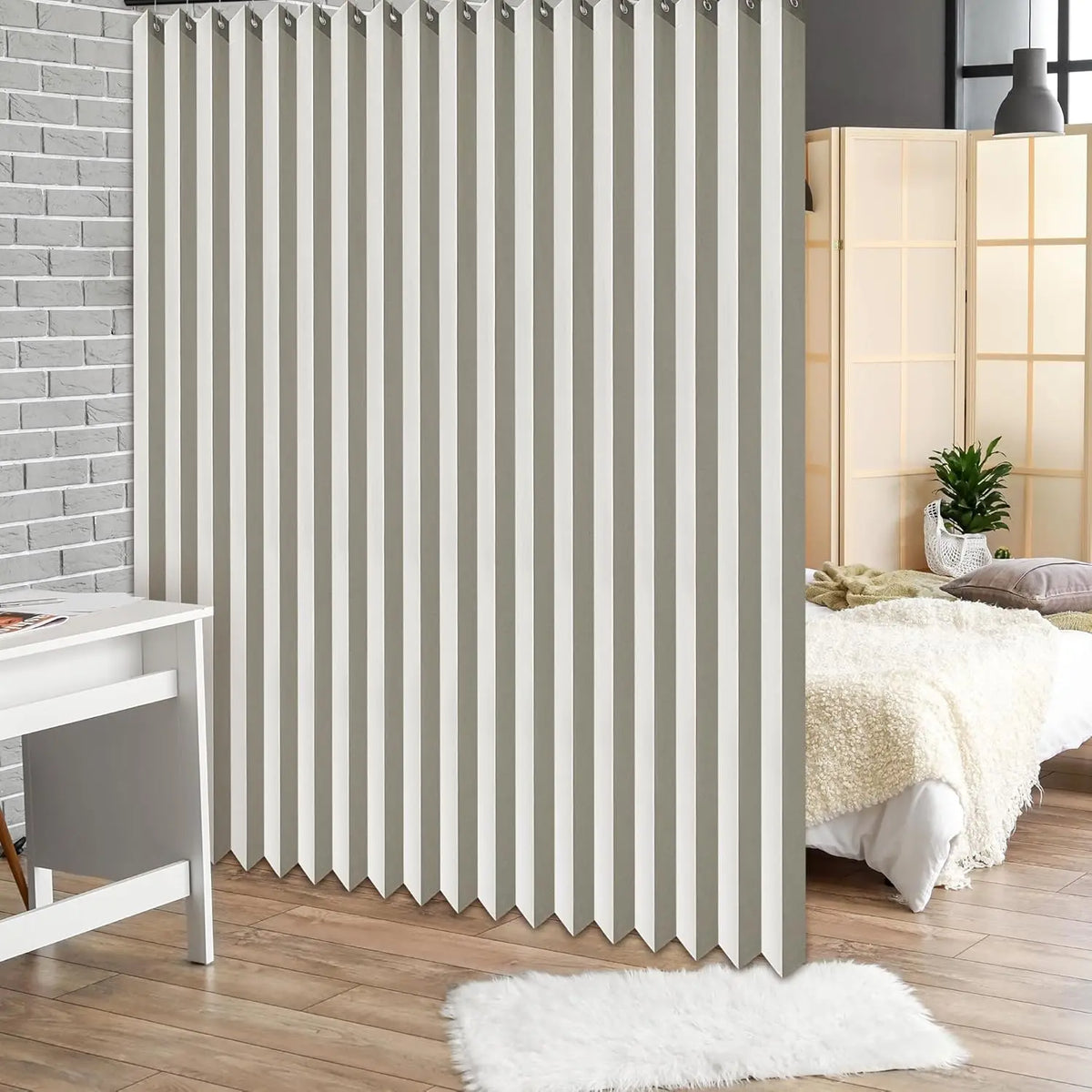 Rideau Séparateur Extra Large Plissé Beige Gris Noir 100 à 300 cm