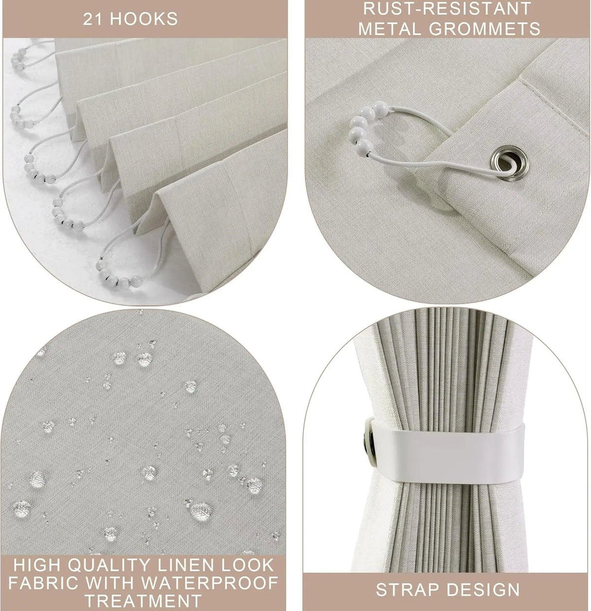 Rideau Séparateur Extra Large Plissé Beige Gris Noir 100 à 300 cm